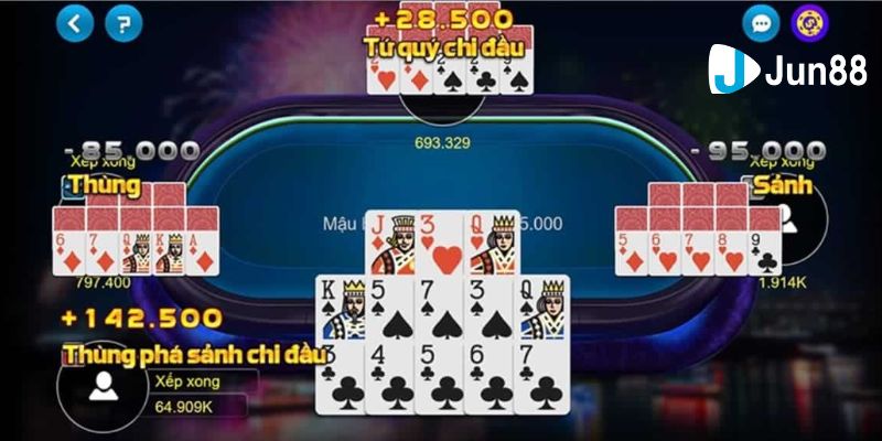 Những trường hợp đặc biệt khi xếp bài mậu binh